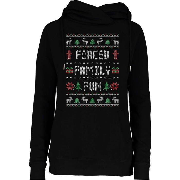 Funny Ugly Christmas Sweater Forced Family Fun Christmas Womens Funnel Neck Pullover Hood