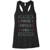 Funny Ugly Christmas Sweater Forced Family Fun Christmas Women's Racerback Tank