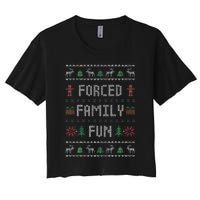 Funny Ugly Christmas Sweater Forced Family Fun Christmas Women's Crop Top Tee