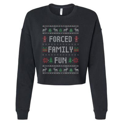 Funny Ugly Christmas Sweater Forced Family Fun Christmas Cropped Pullover Crew