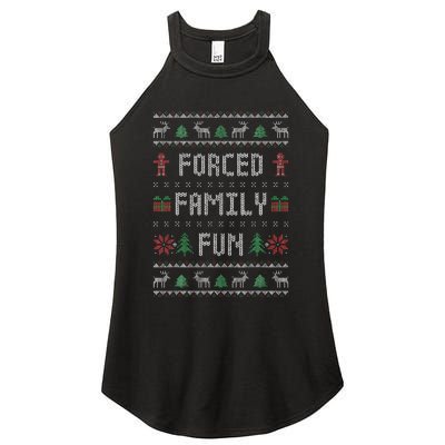 Funny Ugly Christmas Sweater Forced Family Fun Christmas Women's Perfect Tri Rocker Tank