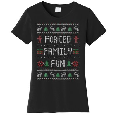 Funny Ugly Christmas Sweater Forced Family Fun Christmas Women's T-Shirt