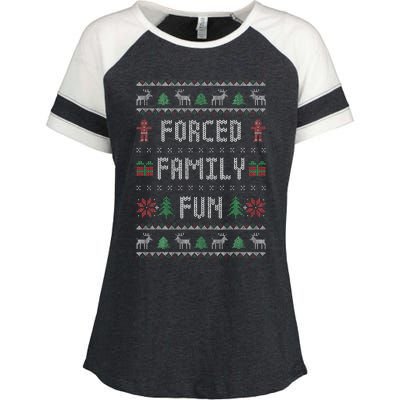 Funny Ugly Christmas Sweater Forced Family Fun Christmas Enza Ladies Jersey Colorblock Tee