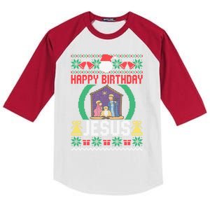 Funny Ugly Christmas Sweaters Happy Birthday Jesus Christian Cool Gift Kids Colorblock Raglan Jersey