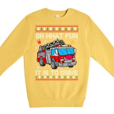 Firefighter Ugly Christmas Fire Fire Truck Party Gift Premium Crewneck Sweatshirt