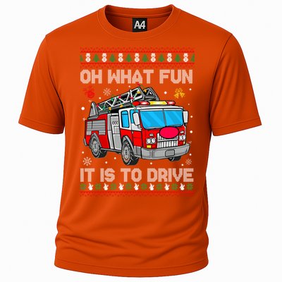 Firefighter Ugly Christmas Fire Fire Truck Party Gift Cooling Performance Crew T-Shirt