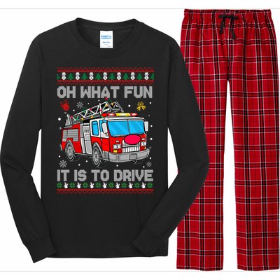 Firefighter Ugly Christmas Fire Fire Truck Party Gift Long Sleeve Pajama Set