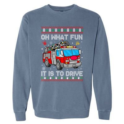 Firefighter Ugly Christmas Fire Fire Truck Party Gift Garment-Dyed Sweatshirt