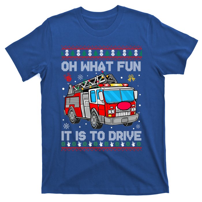 Firefighter Ugly Christmas Fire Fire Truck Party Gift T-Shirt