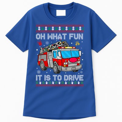 Firefighter Ugly Christmas Fire Fire Truck Party Gift Tall T-Shirt