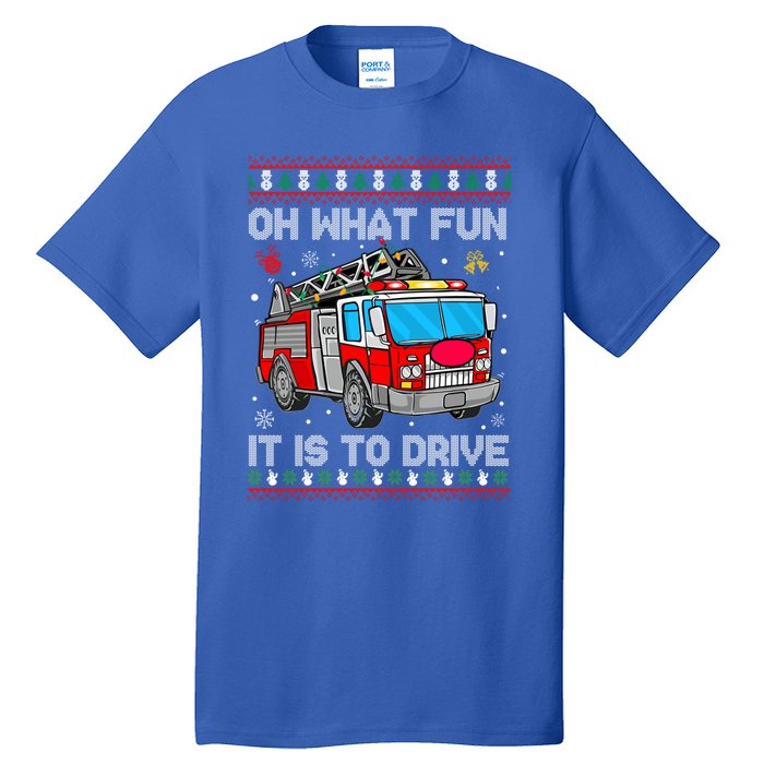 Firefighter Ugly Christmas Fire Fire Truck Party Gift Tall T-Shirt