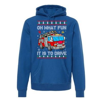 Firefighter Ugly Christmas Fire Fire Truck Party Gift Premium Hoodie