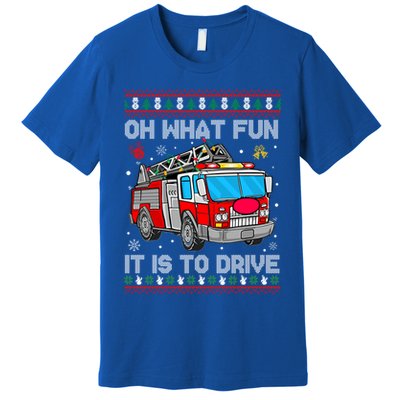 Firefighter Ugly Christmas Fire Fire Truck Party Gift Premium T-Shirt