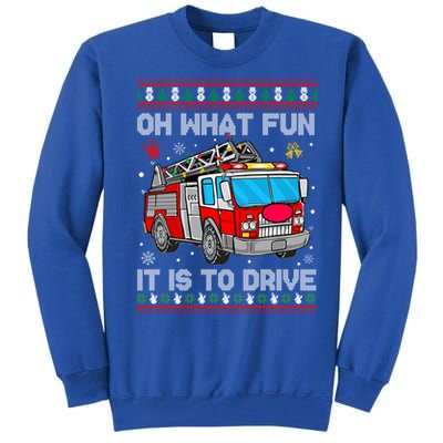 Firefighter Ugly Christmas Fire Fire Truck Party Gift Tall Sweatshirt