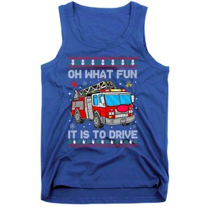 Firefighter Ugly Christmas Fire Fire Truck Party Gift Tank Top