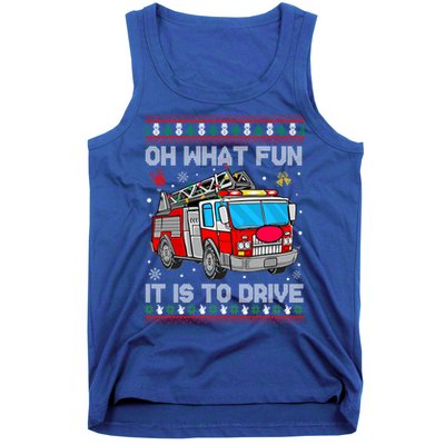 Firefighter Ugly Christmas Fire Fire Truck Party Gift Tank Top