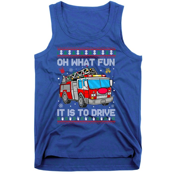 Firefighter Ugly Christmas Fire Fire Truck Party Gift Tank Top