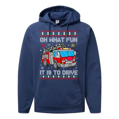 Firefighter Ugly Christmas Fire Fire Truck Party Gift Performance Fleece Hoodie