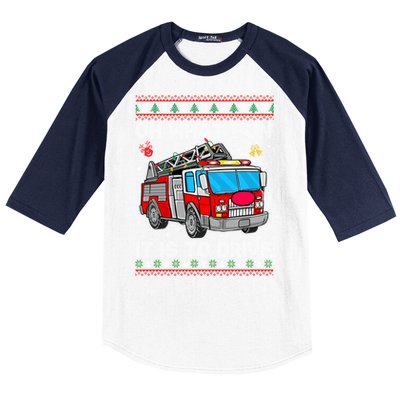 Firefighter Ugly Christmas Fire Fire Truck Party Gift Baseball Sleeve Shirt