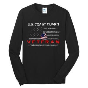 Funny Us Coast Guard Veteran Veteran Flag Tall Long Sleeve T-Shirt