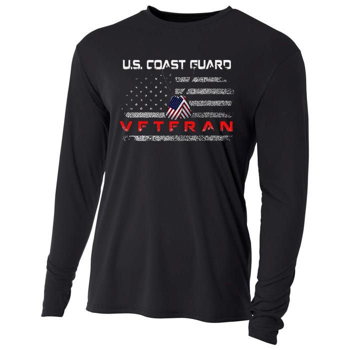 Funny Us Coast Guard Veteran Veteran Flag Cooling Performance Long Sleeve Crew