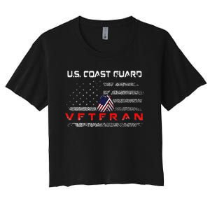 Funny Us Coast Guard Veteran Veteran Flag Women's Crop Top Tee