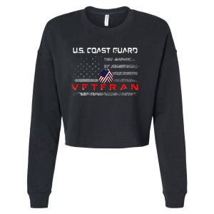 Funny Us Coast Guard Veteran Veteran Flag Cropped Pullover Crew