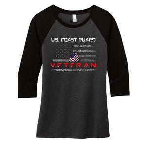 Funny Us Coast Guard Veteran Veteran Flag Women's Tri-Blend 3/4-Sleeve Raglan Shirt