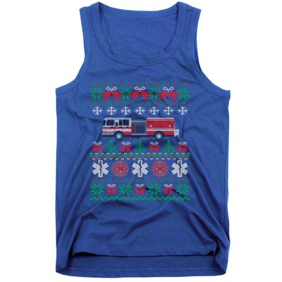 Firefighter Ugly Christmas Party Fire Truck Fire Gift Tank Top