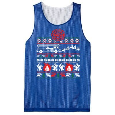 Firefighter Ugly Christmas Funny Fire Fire Truck Gift Mesh Reversible Basketball Jersey Tank