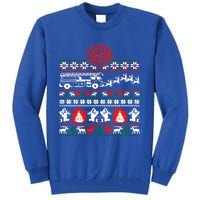 Firefighter Ugly Christmas Funny Fire Fire Truck Gift Tall Sweatshirt