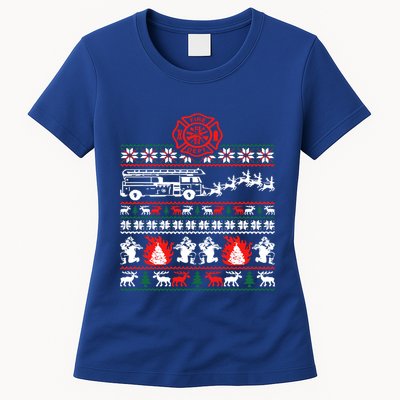 Firefighter Ugly Christmas Funny Fire Fire Truck Gift Women's T-Shirt