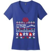 Firefighter Ugly Christmas Funny Fire Fire Truck Gift Women's V-Neck T-Shirt