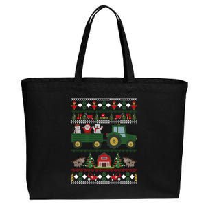 Farmer Ugly Christmas Tractor Farming Holiday Xmas Gift Cotton Canvas Jumbo Tote