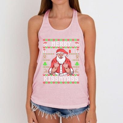 Funny Ugly Christmas Merry Myass Pun Gift Meaningful Gift Women's Knotted Racerback Tank