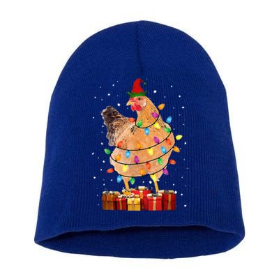 Funny Ugly Chicken Lights Christmas Elf Hat Hen Lovers Short Acrylic Beanie