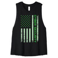 Funny Usa Cyber Security Art Anti Malware Geek Women's Racerback Cropped Tank