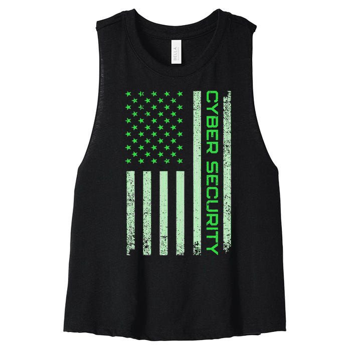 Funny Usa Cyber Security Art Anti Malware Geek Women's Racerback Cropped Tank