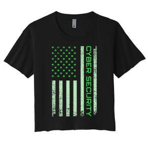 Funny Usa Cyber Security Art Anti Malware Geek Women's Crop Top Tee