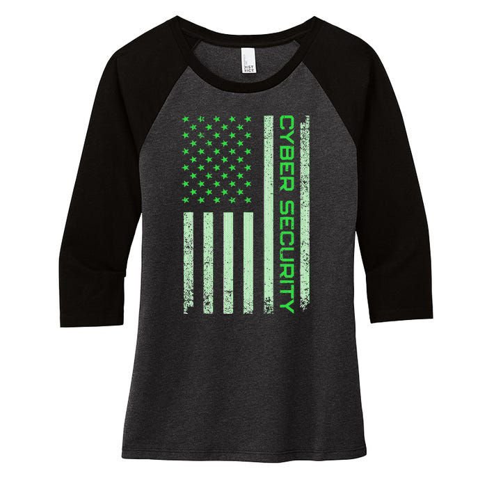 Funny Usa Cyber Security Art Anti Malware Geek Women's Tri-Blend 3/4-Sleeve Raglan Shirt