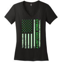 Funny Usa Cyber Security Art Anti Malware Geek Women's V-Neck T-Shirt