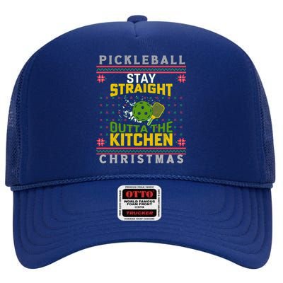 Funny Ugly Christmas Sweater Kitchen Ace Pickleball Player Great Gift High Crown Mesh Back Trucker Hat