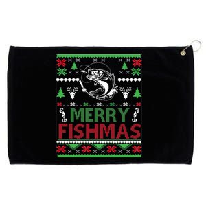 Fishing Ugly Christmas Bass Fish Merry Fishmas Gift Grommeted Golf Towel