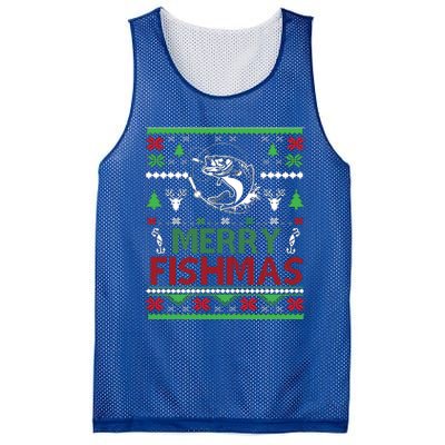 Fishing Ugly Christmas Bass Fish Merry Fishmas Gift Mesh Reversible Basketball Jersey Tank