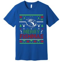 Fishing Ugly Christmas Bass Fish Merry Fishmas Gift Premium T-Shirt