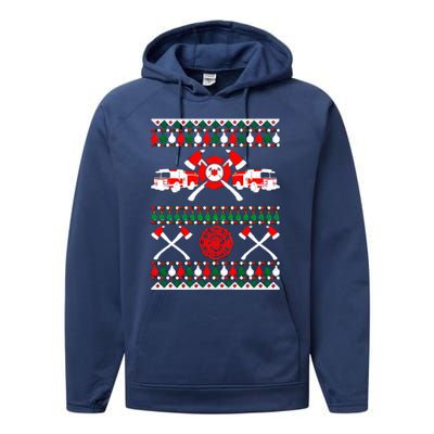 Firefighter Ugly Christmas Performance Fleece Hoodie