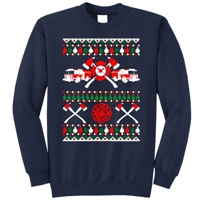 Firefighter Ugly Christmas Tall Sweatshirt