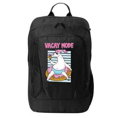 Funny Unicorn Chillin On Donut In Vacay Mode Gift City Backpack