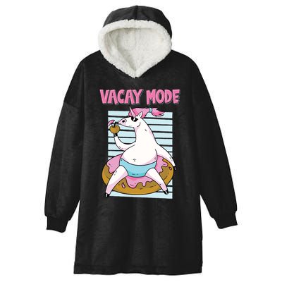 Funny Unicorn Chillin On Donut In Vacay Mode Gift Hooded Wearable Blanket