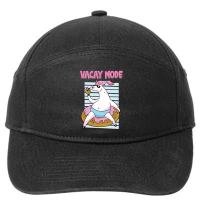 Funny Unicorn Chillin On Donut In Vacay Mode Gift 7-Panel Snapback Hat